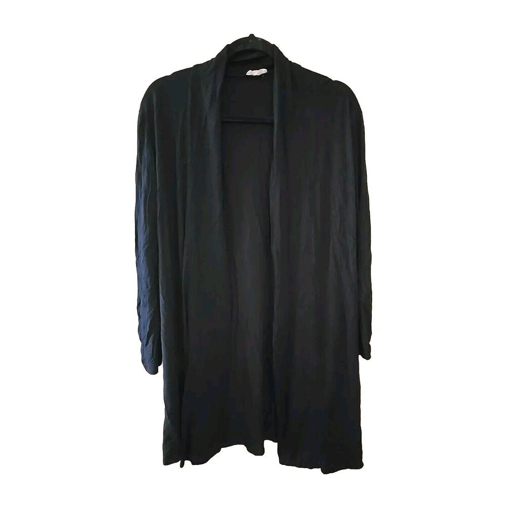 Respect Black‎ Open Front Long Sleeve Duster Cardigan Sweater Womans Size Medium